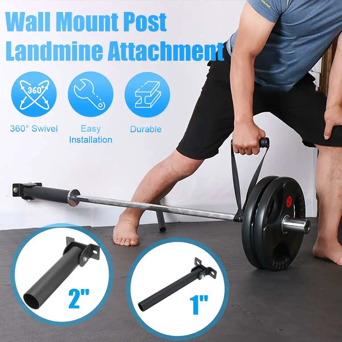 

T-Bar Row Training Powerlifting Platform Landmines Attachment Wall Mount Rotation for Barbell Bar Home Gym Workout Accessories