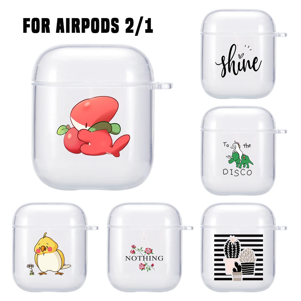 

Чехлы для Airpods 2, силиконовый мягкий ТПУ чехол для беспроводных наушников Air Pods 2 1, милый прозрачный чехол с мультяшными животными