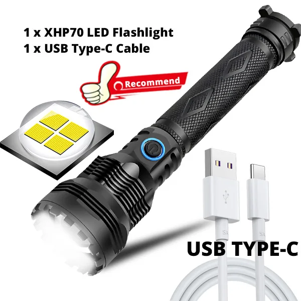 Package H Сверхмощный светодиодный фонарь XHP70.2 Xlamp XHP50, яркий USB фонарь с зумом, 18650, 26650, перезаряжаемый охотничий фонарь, 5 режимов - Испускаемый цвет: Package H