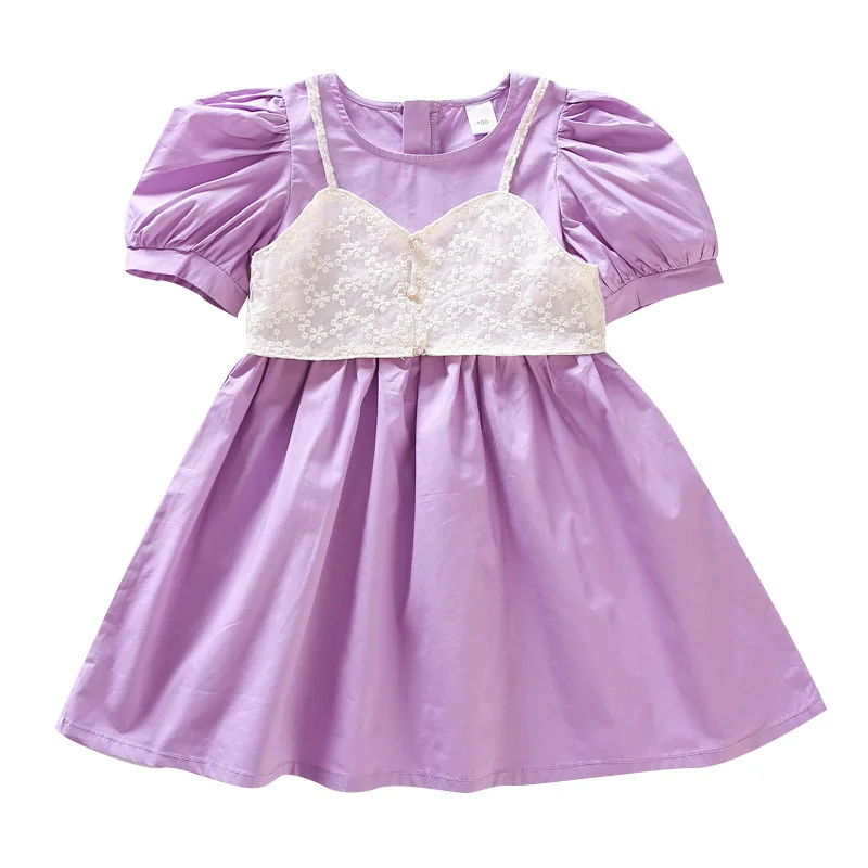 

Women's and girl's dresses new summer dress foreign style bubble sleeve two-piece lace small sling mother and daughter dress