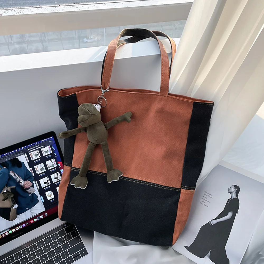 

Большая Холщовая Сумка для женщин, стильная Лоскутная сумка-шоппер, большая сумка-тоут для путешествий, женские кошельки, Высококачественн...