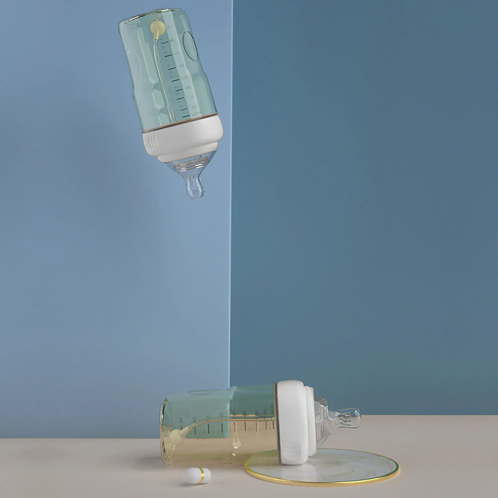 

Portable Multifunctional Milk Bottle Anti-Fall With Large Opening Design Easy To Clean Baby Bottle With Clear Scale Value