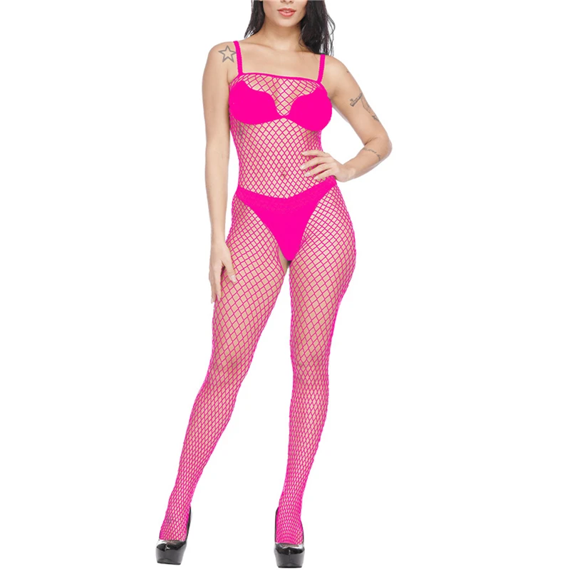 

Women's Sexy Transparent Stockings Female Sexy Crotch Net Stockings Clothes Ladies Hanging Neck Mesh Conjoined Pantyhose