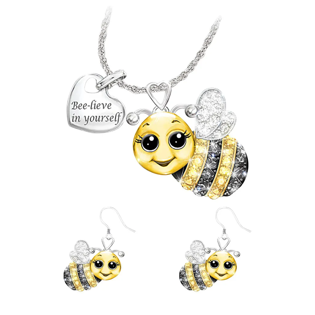 Ожерелье серьги набор женская мода буквы животные слон ожерелье подарок