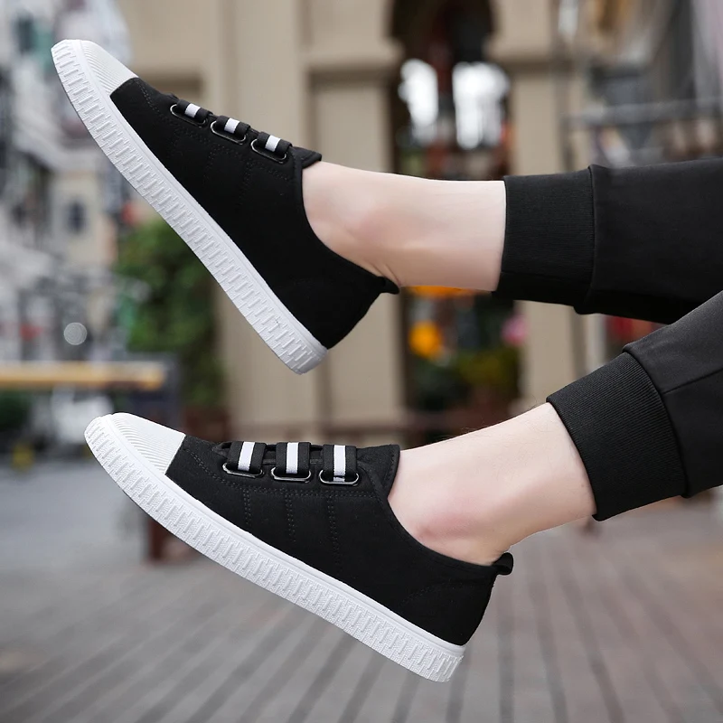 

Men's Athletic Shoes Casual Shoes Men Canvas Black Sneakers Athletic Sapatos For Fashion Breathable Solid White Knitting