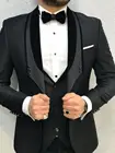 Новейший дизайн, черные мужские костюмы, 3 шт., 2021, костюм для мужчин, свадьба, жениха, свадьба, Terno Masculino, приталенный силуэт, блейзер, куртка + брюки + жилет