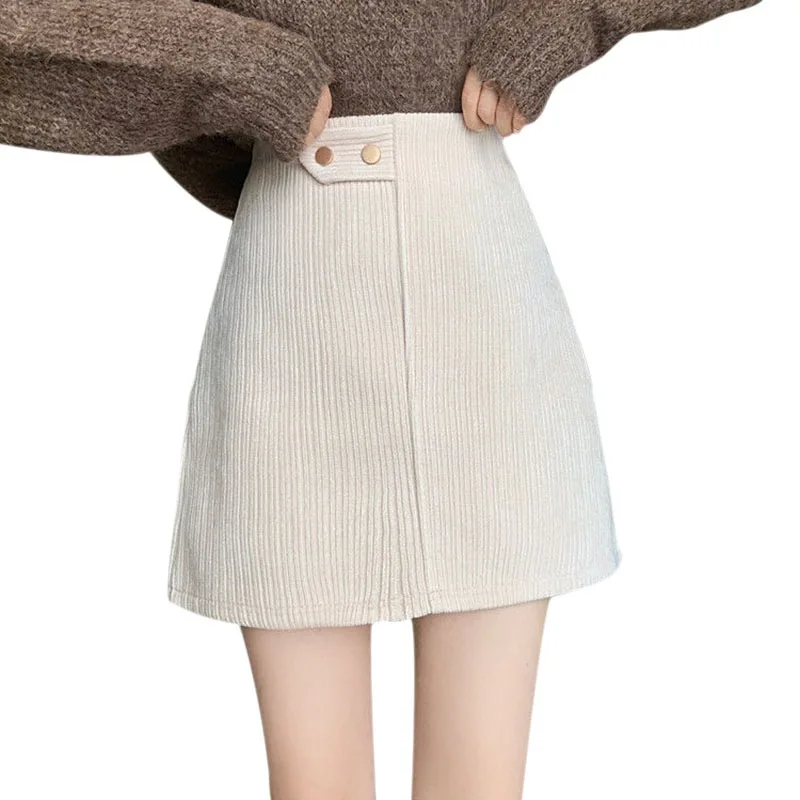 

Corduroy And Velvet Thickened Autumn And Winter High Waist All-match Thin Women's Outer Skirt