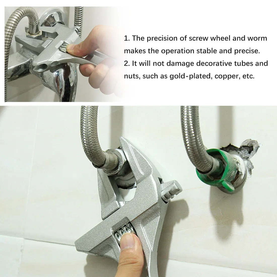 

Multi-Function Adjustable Wrench Aluminium Alloy Bathroom Wrench Large Open Wrench Repair Tool For Water Pipe Screw Bathroom