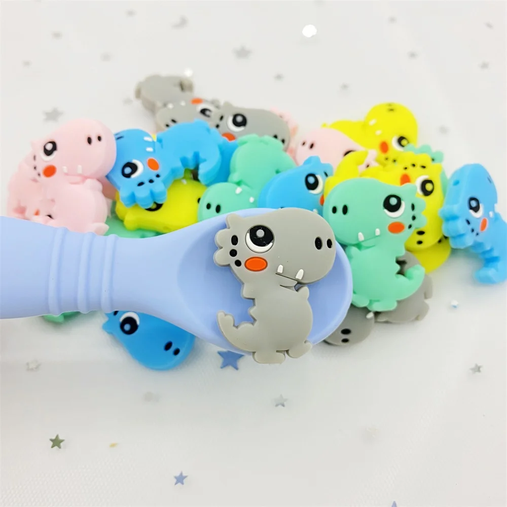 5 шт. Мини милый динозавр силиконовые бусы для младенца у которого режутся зубки