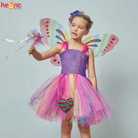 girls butterfly fairy fancy tutu dress wings costume kids princess birthday party halloween cosplay kids spring tulle dress