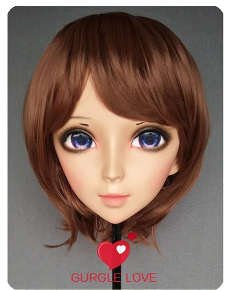 

(DM179) Lovely Sweet Girl Resin Half Head Kigurumi Mask With BJD Eyes Cosplay Japanese Anime Role Lolita Mask Crossdress Doll