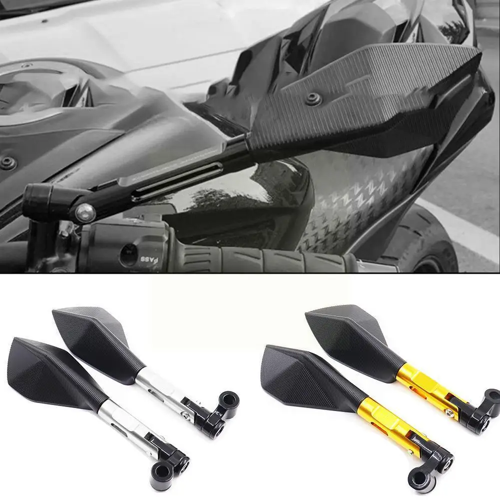 

Алюминиевые мотоциклетные зеркала заднего вида с ЧПУ на руль, синее зеркало, антибликовое, универсальное для Honda Scooter Black P7U1