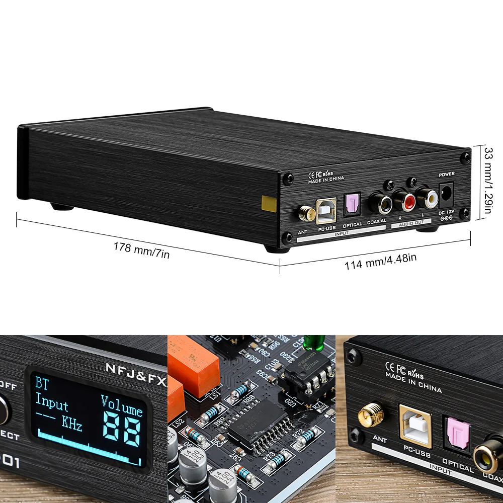 FX Audio D01 Bluetooth 5 0 DAC CSR8675 ES9038Q2M 32Bit 768kHz DSD512 XU208 OLED усилитель для наушников коаксиальный