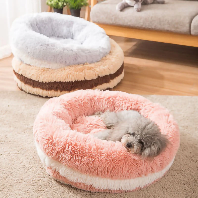 Удобная плюшевая подстилка для кошек Круглый наполнитель собак в английском
