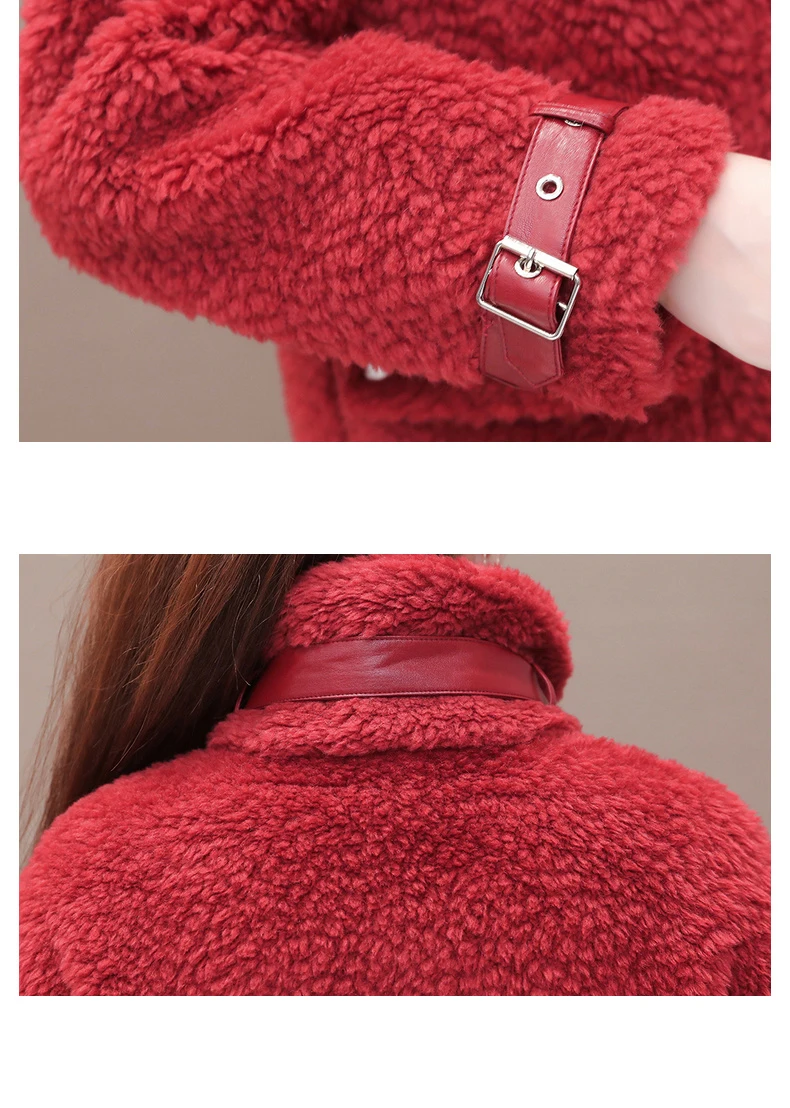 

Female Fur coat Red plus size Thick warm Fashion hot new Slim fit women's jacket2020