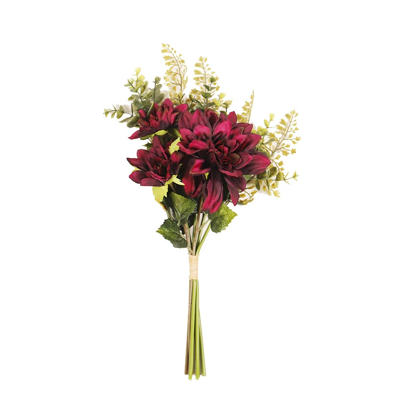 

Yellow Artificial Flower Simulation Dahlia Eucalyptus Holding Bouquet Sunflower Living Room Arrangement Decoration