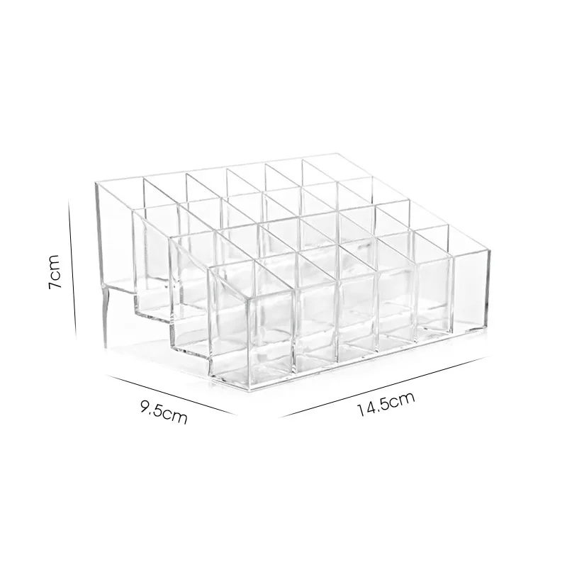 

Clear Acrylic 24 Grid Makeup Organizer Storage Box Lipstick Nail Polish Display Stand Holder Cosmetic Jewelry Organizer Box Case
