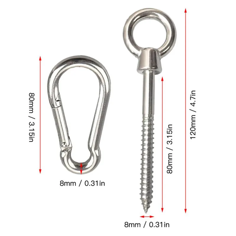 

Portablethe Premium Hanging Kit Ultra Durable Load Capacity Hooks Ampcarabiners For Yoga Chair Heavy Stainless Steel Hammock