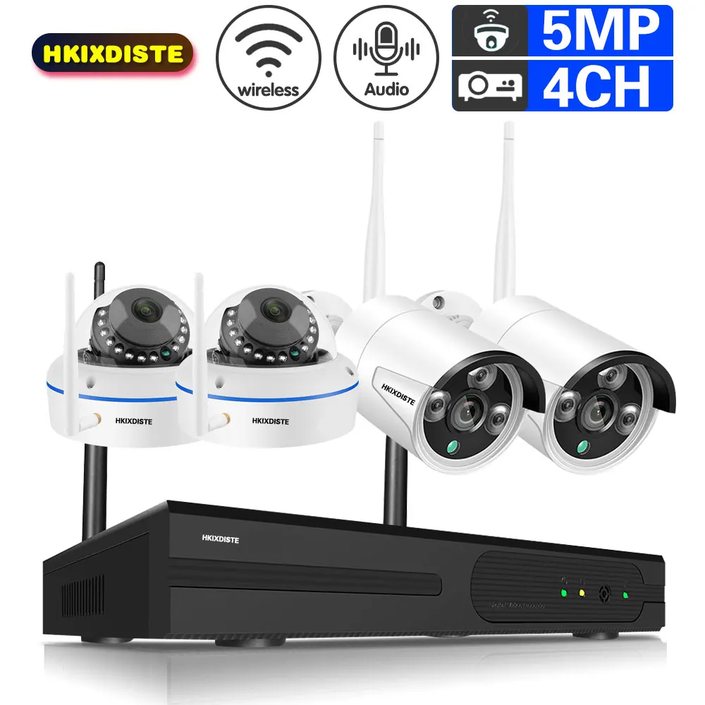 

H.265 4CH 5MP Wireless NVR Camera System Wifi IP Camera Night Vision Motion Detection CCTV Video Surveillance Kit P2P