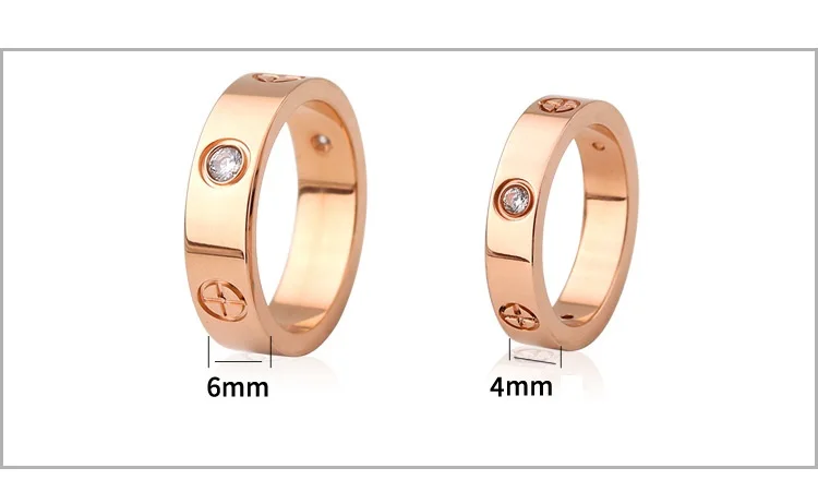 Обручальное кольцо из титановой стали с фианитом для мужчин и женщин|Кольца