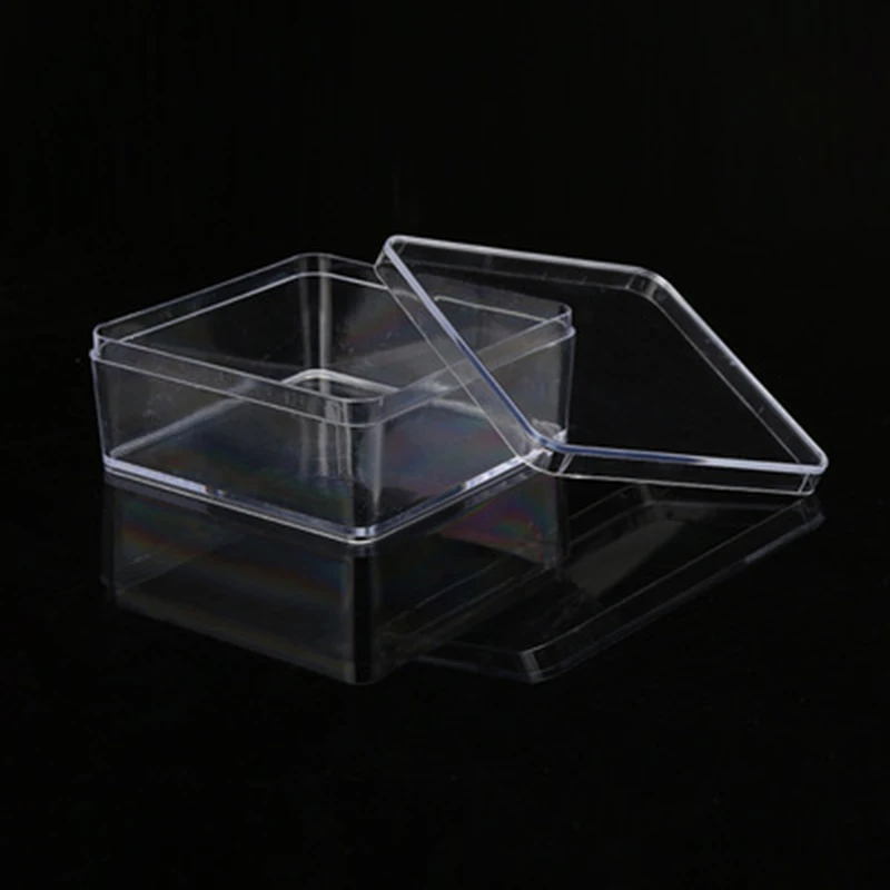 Высокая Прозрачная квадратная пластмассовая коробка с крышкой компоненты