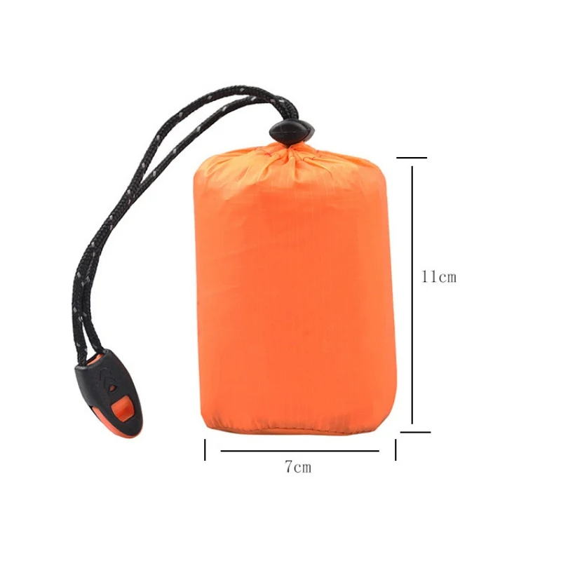 

Orange Ultra- Thin Survival Rescue Raincoat Emergency For Outdoor Camping Emergency Raincoat Film Portable First Aid Blanket Set