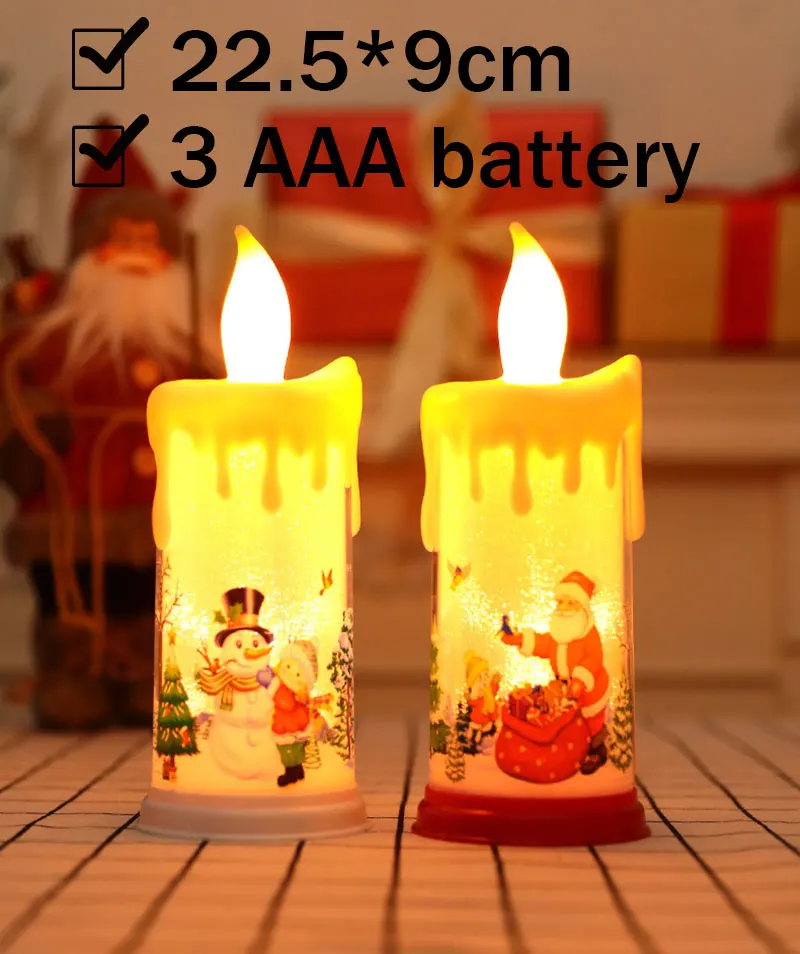 

Christmas Teardrop Candle Electronic Simulation Candle Lamp Decoration Props Xmas Birthday Decor For Merry Christmas Ornaments