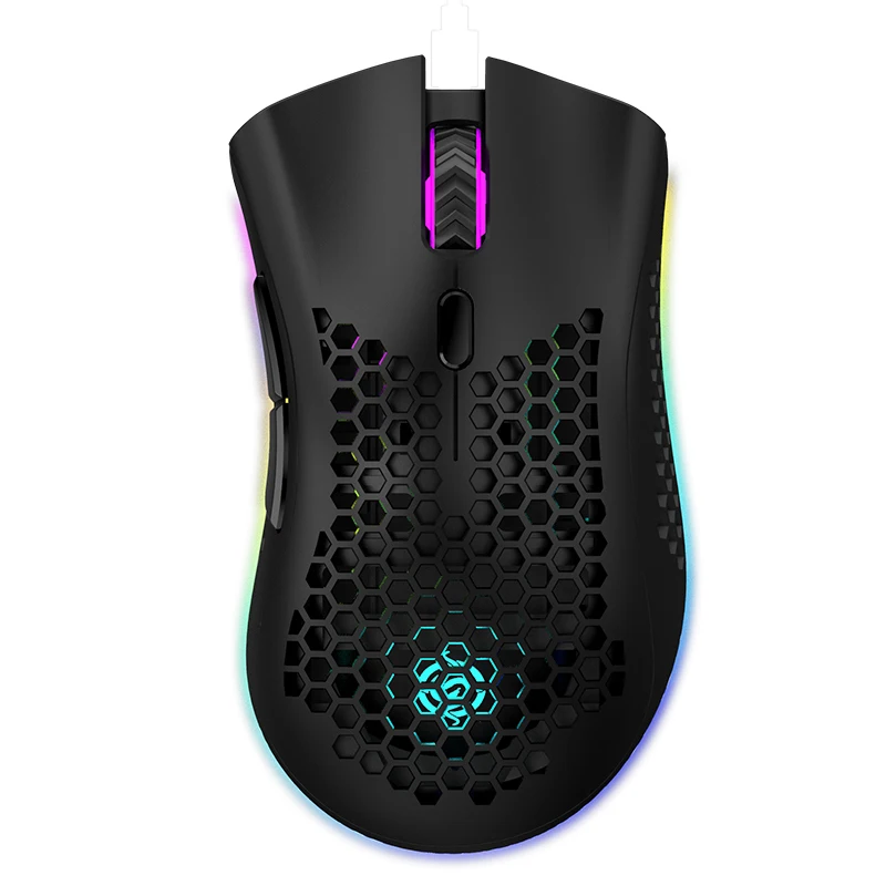 2020 новая 2 4 GHz беспроводная мышь полый 1600DPI USB перезаряжаемая сотовая RGB BM600