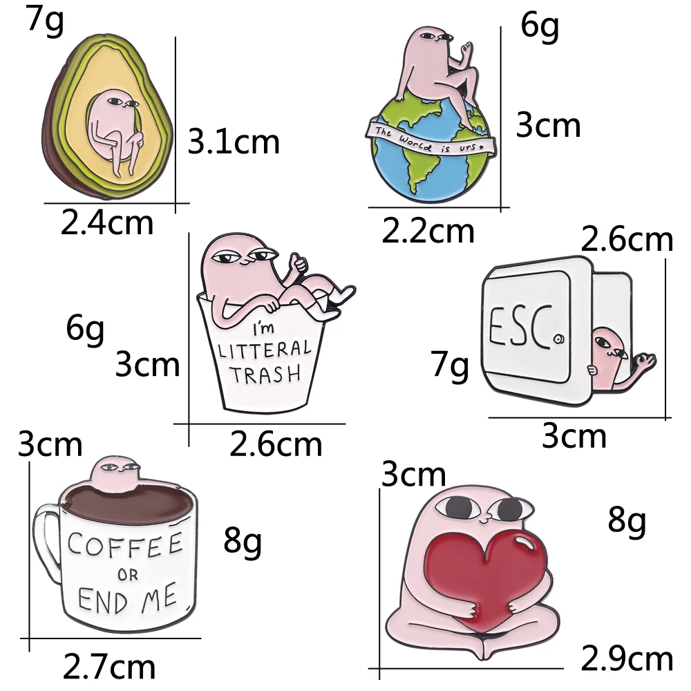 Милые Мультяшные мобы брошь эмаль любовь кофе чашка авокадо значок на рюкзак