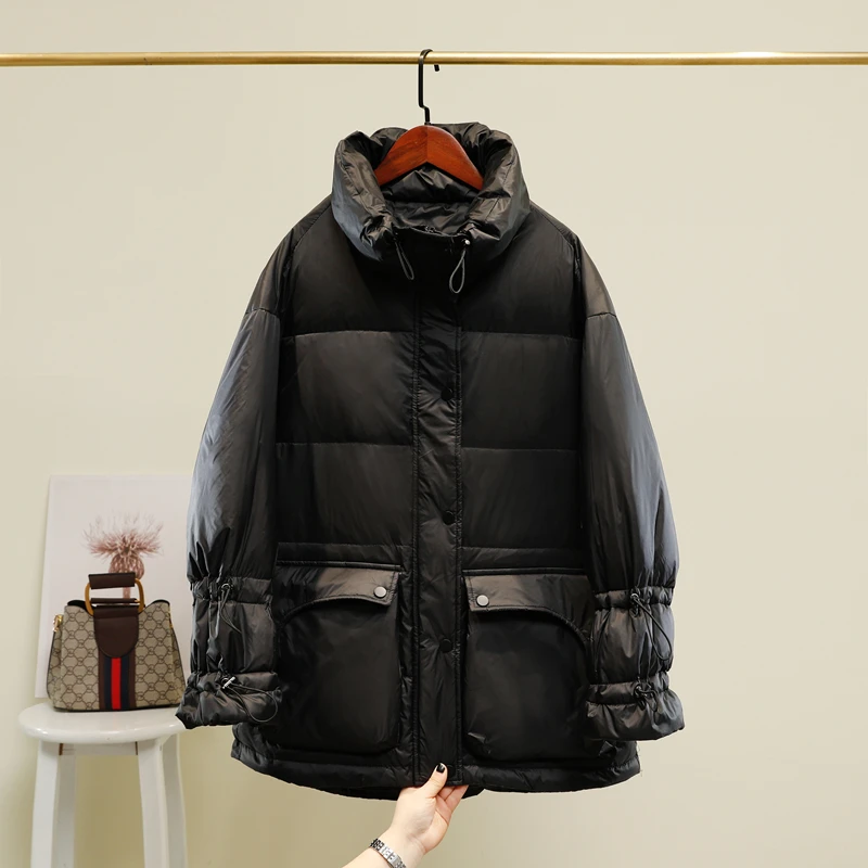 Куртка Janveny 90% на белом утином пуху женское толстое длинное зимнее пальто женские