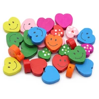 1618mm peach heart wooden beads random color wood loose beads for jewelry making diy bracelet accessories baby crafts kids toys