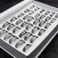 20 pieceslot vintage style stainless steel rings wholesale fashion round bulk punk rings for men and women fashion jewelry