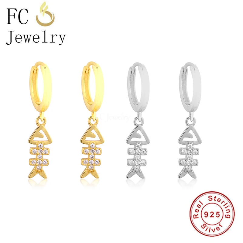 FC ювелирные изделия 925 Серебро Французский золотой цвет рыба кость знак