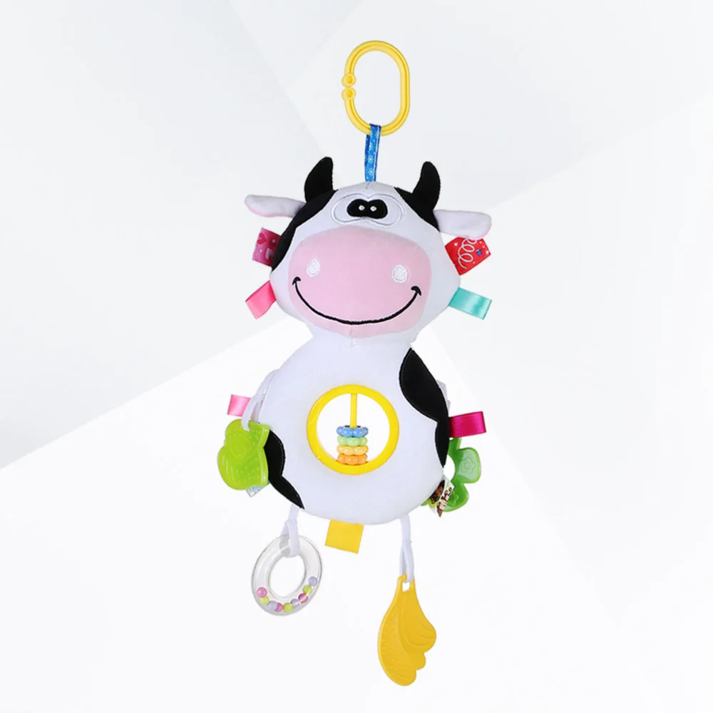 

Plush Cartoon Animal Abacus Beads Cow Doll Hand Stick Baby Hung Pendant Children's Gift Teether Plush Ring Rattle