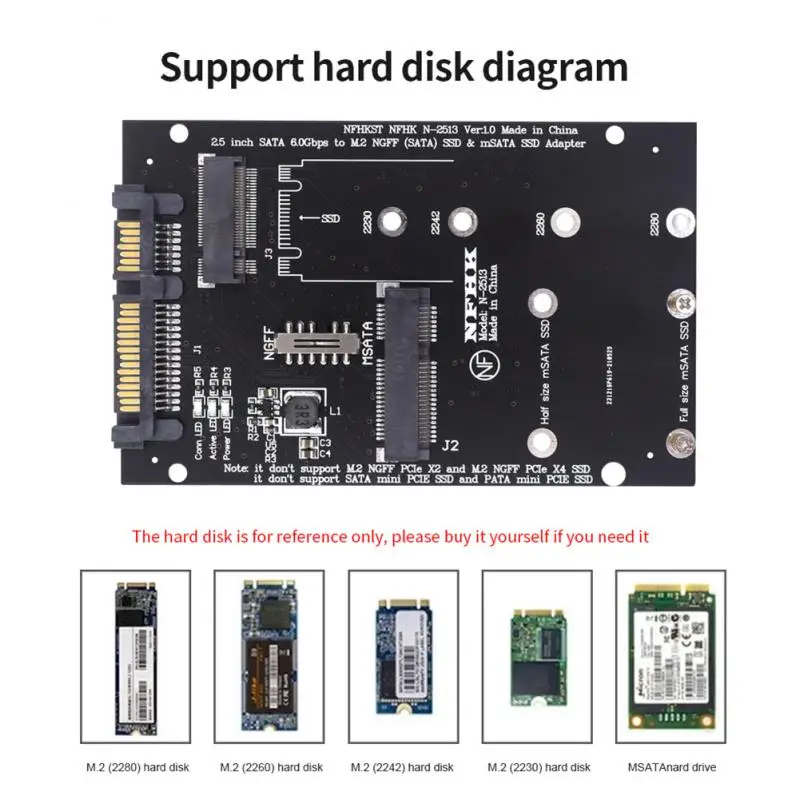 Адаптер M.2 SATA адаптер Raiser M2 на NGFF конвертер 2 5 дюйма карта SATA3 B Ключ для 2230-2280 SSD |
