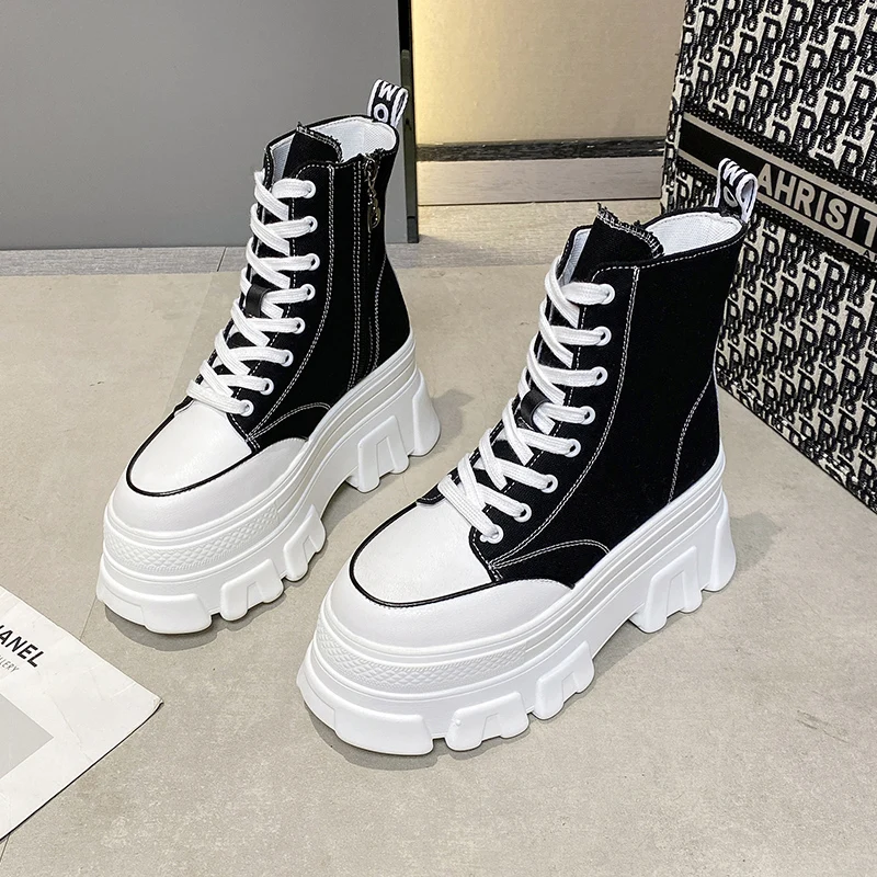 Кеды женские с высоким верхом холщовые кроссовки на платформе Вулканизированная