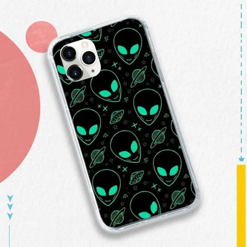 

Lovely Cartoon alien space Phone Case for iPhone 11 12 pro XS MAX 8 7 6 6S Plus X 5S SE 2020 XR