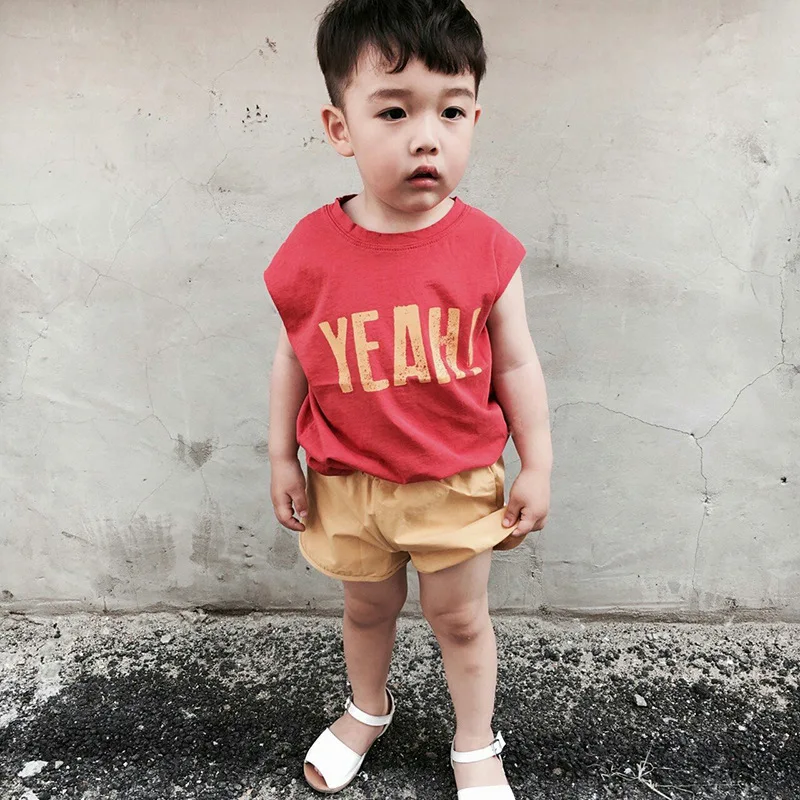 Детские летние хлопковые футболки для мальчиков и девочек с буквенным