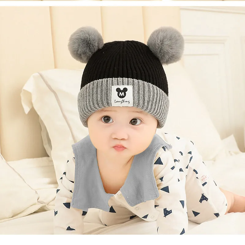 Детская шапка шапки-бини Дети Детские теплые зимние шерстяные шляпы