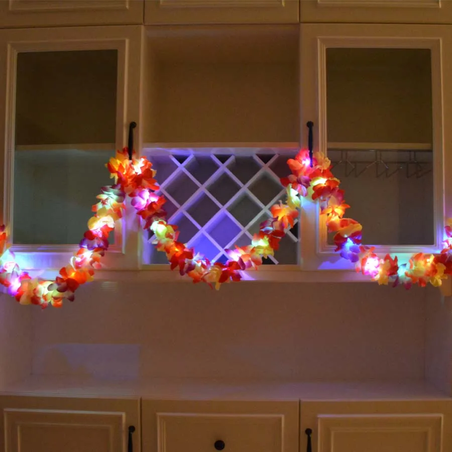 3 м светодиодная светящаяся Гавайская Цветочная подвесная гирлянда баннер
