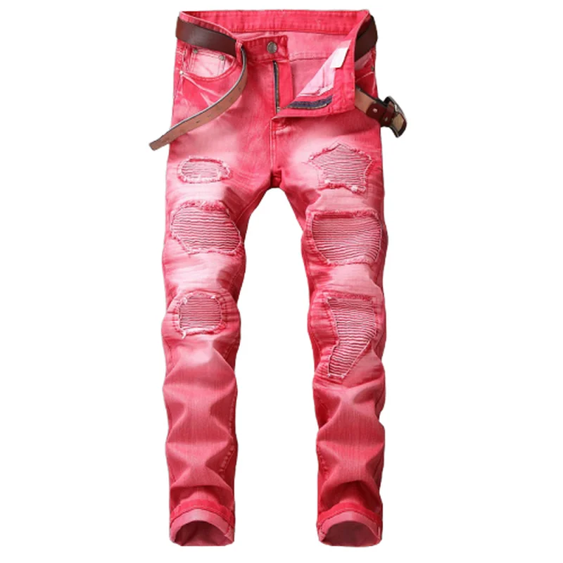 

Повседневные мужские джинсы, пять цветов, брюки с дырками, локомотивы, прямые брюки, повседневные джинсы