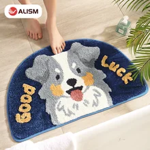 New Cartoon Cute Animals Doormat Thicken Flocking Semi-circular Entrance Mat  Floor Mat Carpet TPR Non-slip Bottom Bath Mats (4)