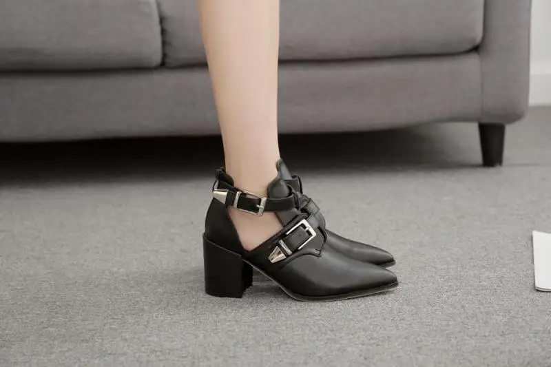 

Women Sandals 8CM Fish Mouth Sandals Woman Hollow Out Women Cross-tied Pumps New Summer Square High heel