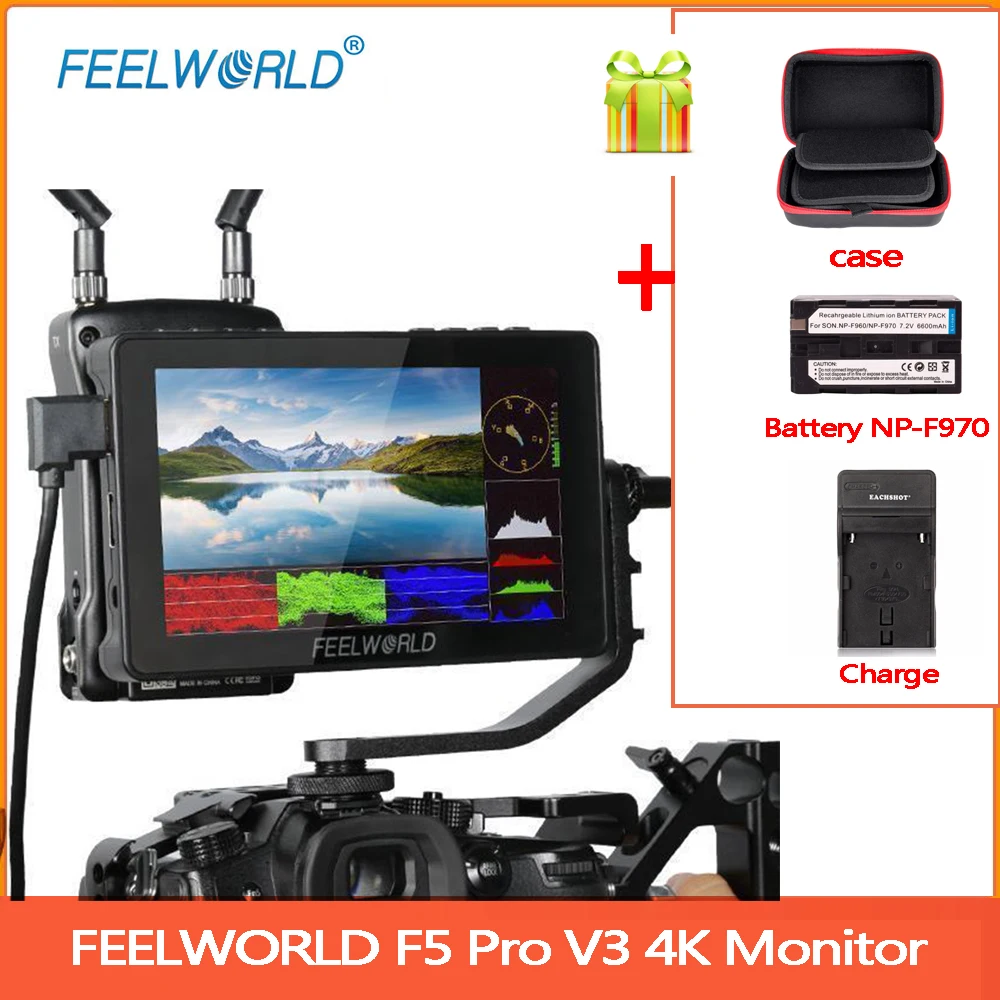 

FEELWORLD F5 Pro V3 5.5 Inch 4K Monitor 3D LUT Touch Screen DSLR Camera Field Monitor HDMI Input Output Wireless Transmission