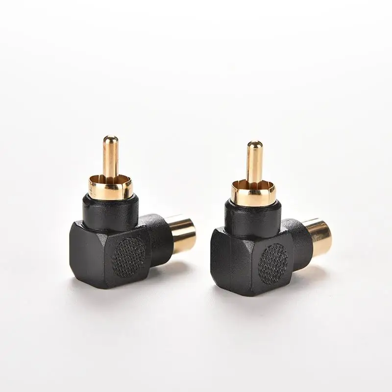 

Black 90 Degree Right Angle RCA Male to Female M/F Connector Adapter Audio AV Plug 24k gold-plated Converter