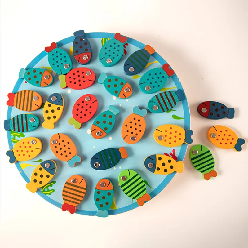 

Magnetic Wooden Fishing Game Colorful Magnetic Ocean Wood Fishing Toy For Kid Educational Toys For Children