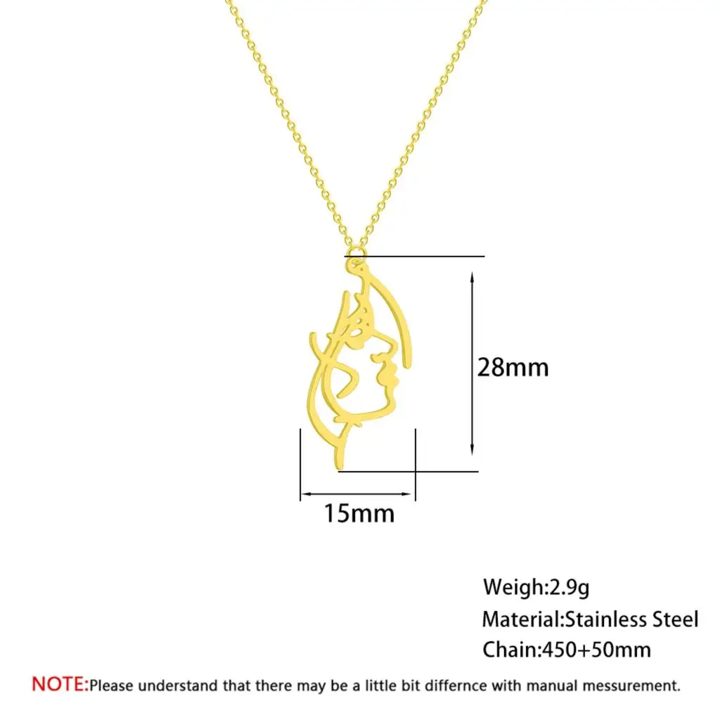 Kinitial ожерелье из нержавеющей стали для лица абстрактное с человеческим лицом