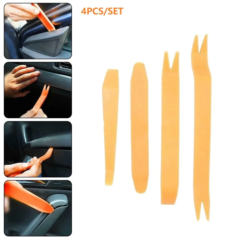 

4Pcs Auto Door Clip Panel Trim Removal Tool Kits Car Interior Plastic Seesaw Conversion Tool Car Disassembly Tools