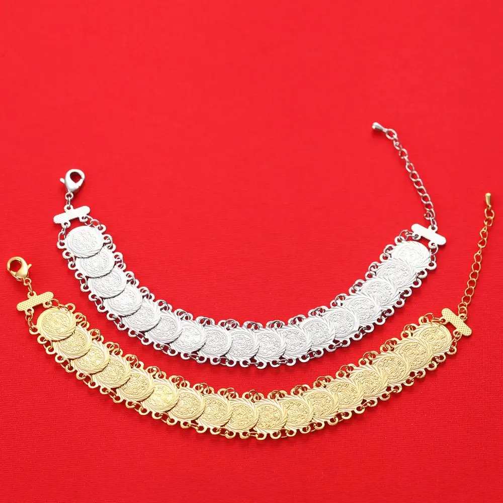 Модный браслет унисекс с монетами в мусульманском стиле золотого цвета|Браслеты|