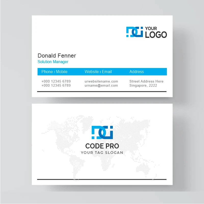 Business card template Blue Minimalist Card Design Modern Editable Official style Universal | Канцтовары для офиса и дома